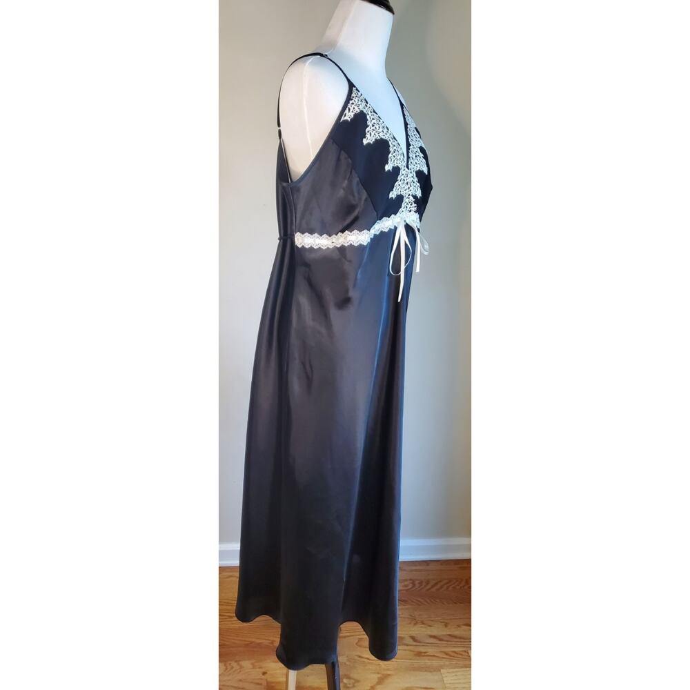 Vintage Delicates‎ Black Satin Maxi Slip Dress Lingerie Women's Size XL - Picture 4 of 11